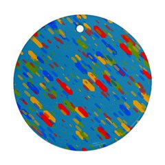 Colorful Shapes On A Blue Background Ornament (round)