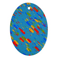 Colorful Shapes On A Blue Background Ornament (oval) by LalyLauraFLM