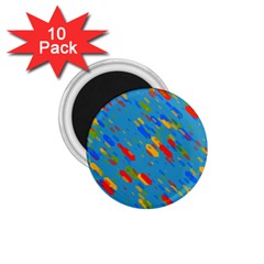 Colorful Shapes On A Blue Background 1 75  Magnet (10 Pack) 