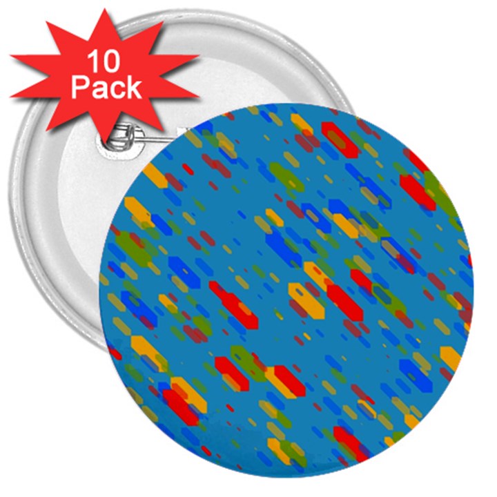 Colorful shapes on a blue background 3  Button (10 pack)