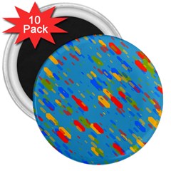 Colorful Shapes On A Blue Background 3  Magnet (10 Pack)