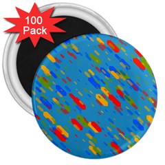 Colorful Shapes On A Blue Background 3  Magnet (100 Pack)