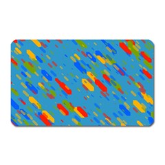 Colorful Shapes On A Blue Background Magnet (rectangular)