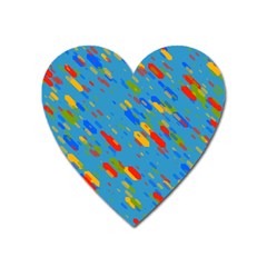 Colorful Shapes On A Blue Background Magnet (heart) by LalyLauraFLM