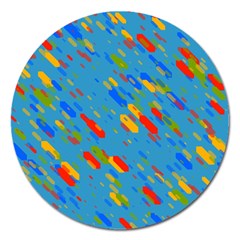 Colorful Shapes On A Blue Background Magnet 5  (round)