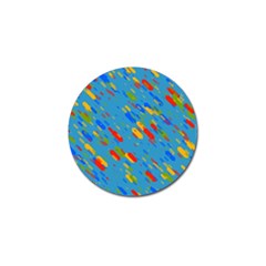 Colorful Shapes On A Blue Background Golf Ball Marker