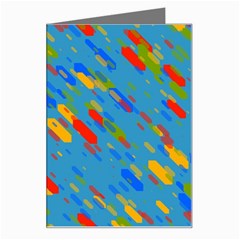 Colorful Shapes On A Blue Background Greeting Card by LalyLauraFLM