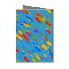 Colorful Shapes On A Blue Background Mini Greeting Cards (pkg Of 8) by LalyLauraFLM