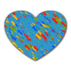 Colorful Shapes On A Blue Background Heart Mousepad