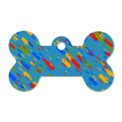 Colorful Shapes On A Blue Background Dog Tag Bone (one Side)