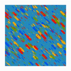 Colorful Shapes On A Blue Background Glasses Cloth (medium)