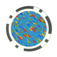 Colorful Shapes On A Blue Background Poker Chip Card Guard