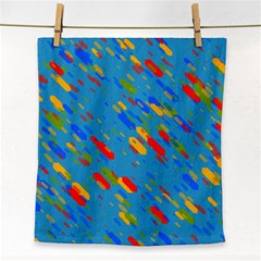 Colorful Shapes On A Blue Background Face Towel by LalyLauraFLM