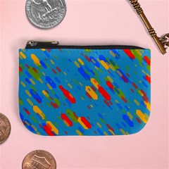 Colorful Shapes On A Blue Background Mini Coin Purse