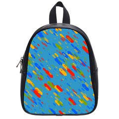 Colorful Shapes On A Blue Background School Bag (small)