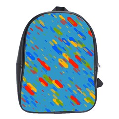 Colorful Shapes On A Blue Background School Bag (xl)