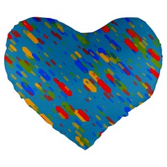 Colorful Shapes On A Blue Background 19  Premium Heart Shape Cushion