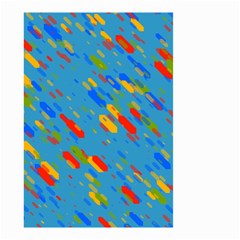 Colorful Shapes On A Blue Background Small Garden Flag (two Sides) by LalyLauraFLM