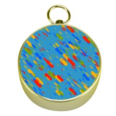 Colorful Shapes On A Blue Background Gold Compass