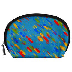 Colorful Shapes On A Blue Background Accessory Pouch (large)