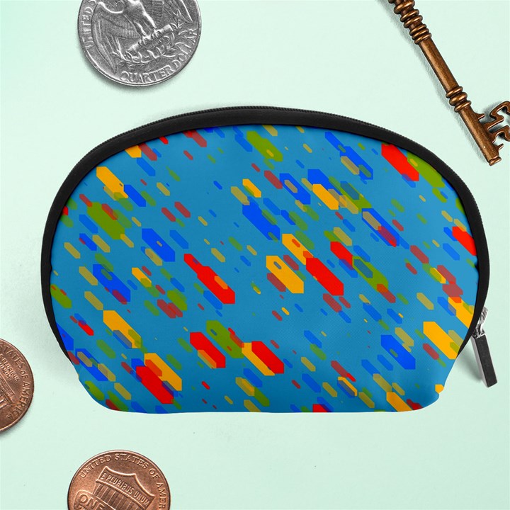 Colorful shapes on a blue background Accessory Pouch (Large)