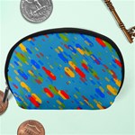 Colorful shapes on a blue background Accessory Pouch (Large) Back