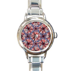 Heart Shaped England Flag Pattern Design Round Italian Charm Watch by dflcprints