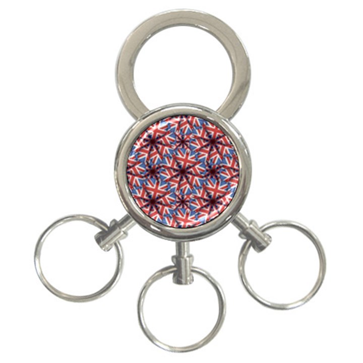 Heart Shaped England Flag Pattern Design 3-Ring Key Chain