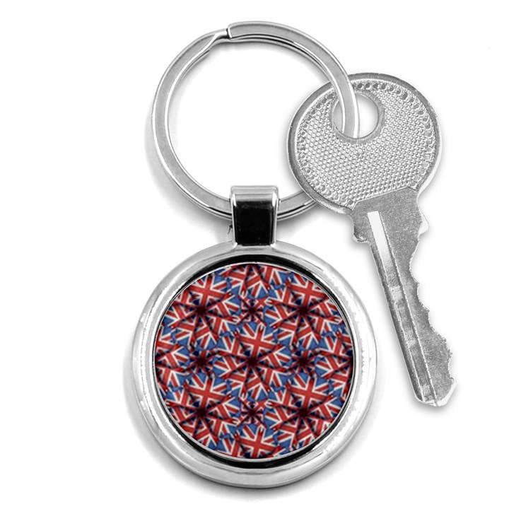 Heart Shaped England Flag Pattern Design Key Chain (Round)