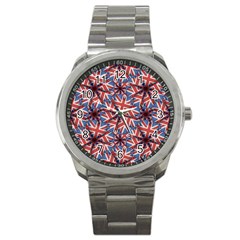 Heart Shaped England Flag Pattern Design Sport Metal Watch by dflcprints