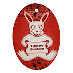 Cute Bunny Happy Easter Drawing Illustration Design Oval Ornament by dflcprints