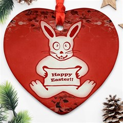 Cute Bunny Happy Easter Drawing Illustration Design Heart Ornament by dflcprints