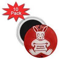 Cute Bunny Happy Easter Drawing Illustration Design 1 75  Button Magnet (10 Pack)