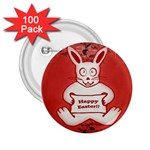 Cute Bunny Happy Easter Drawing Illustration Design 2.25  Button (100 pack) Front