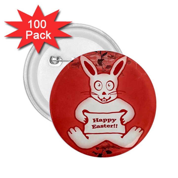 Cute Bunny Happy Easter Drawing Illustration Design 2.25  Button (100 pack)