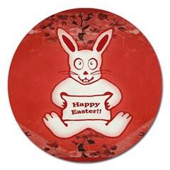 Cute Bunny Happy Easter Drawing Illustration Design Magnet 5  (round)