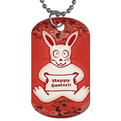 Cute Bunny Happy Easter Drawing Illustration Design Dog Tag (two-sided) 