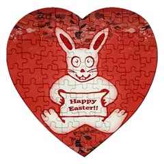 Cute Bunny Happy Easter Drawing Illustration Design Jigsaw Puzzle (heart) by dflcprints