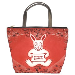 Cute Bunny Happy Easter Drawing Illustration Design Bucket Handbag by dflcprints