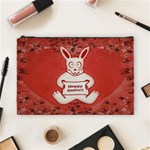 Cute Bunny Happy Easter Drawing Illustration Design Cosmetic Bag (Large) Front