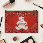 Cute Bunny Happy Easter Drawing Illustration Design Cosmetic Bag (Large) Back