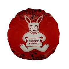 Cute Bunny Happy Easter Drawing Illustration Design 15  Premium Flano Round Cushion 