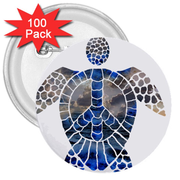 Peace Turtle 3  Button (100 pack)