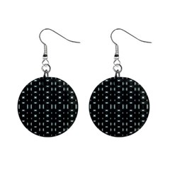 Futuristic Dark Hexagonal Grid Pattern Design Mini Button Earrings by dflcprints