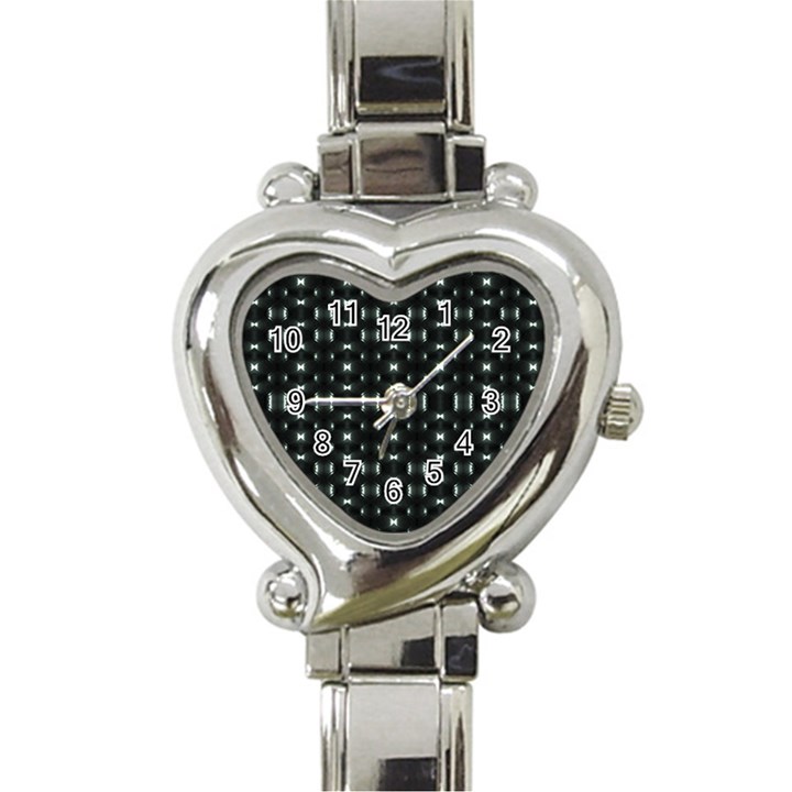 Futuristic Dark Hexagonal Grid Pattern Design Heart Italian Charm Watch 