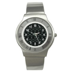 Futuristic Dark Hexagonal Grid Pattern Design Stainless Steel Watch (slim) by dflcprints