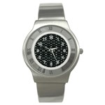 Futuristic Dark Hexagonal Grid Pattern Design Stainless Steel Watch (Slim) Front