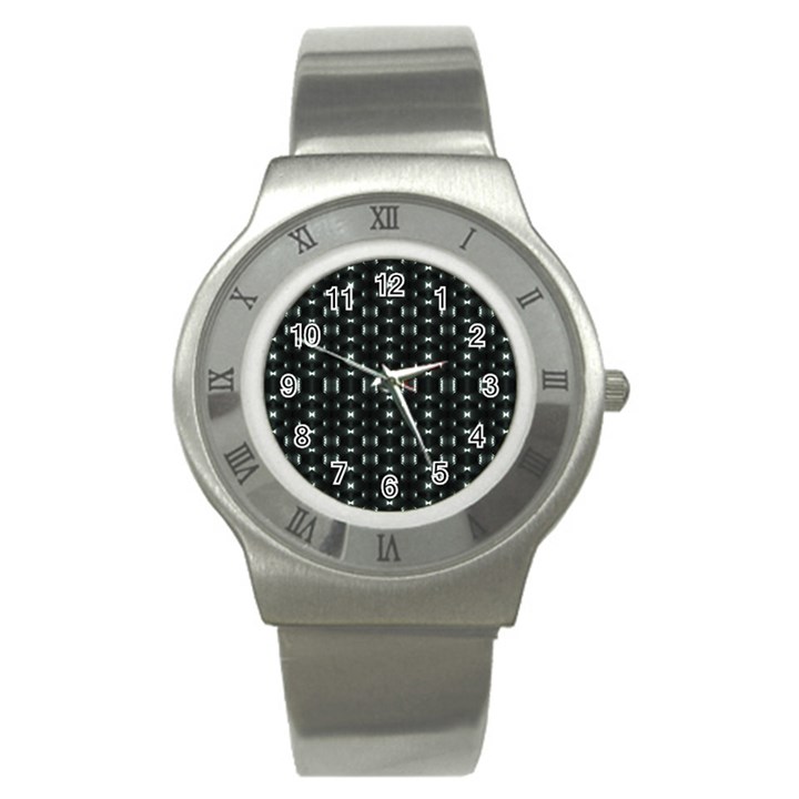 Futuristic Dark Hexagonal Grid Pattern Design Stainless Steel Watch (Slim)