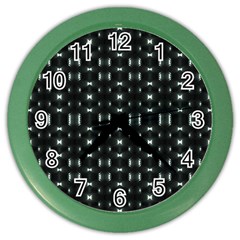 Futuristic Dark Hexagonal Grid Pattern Design Wall Clock (color) by dflcprints