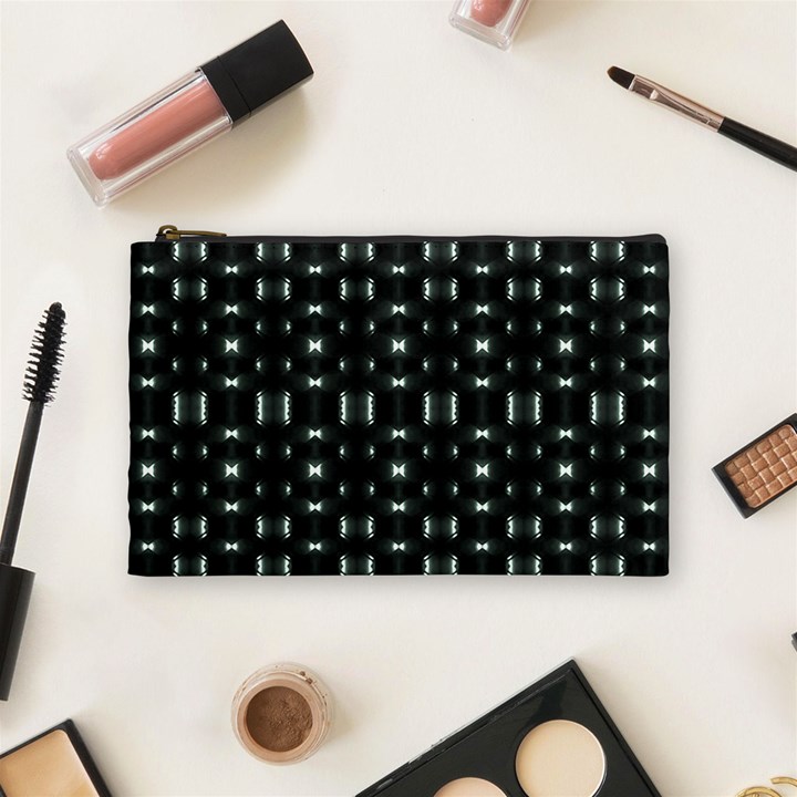 Futuristic Dark Hexagonal Grid Pattern Design Cosmetic Bag (Medium)